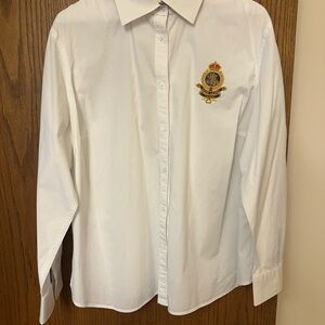 Ralph Lauren White Dress Shirt with Embroidered Crest